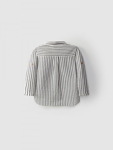 Seersucker effect tunic style shirt Seersucker effect tunic style shirt