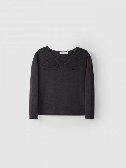 Pull tricoté col en V Pull tricoté col en V