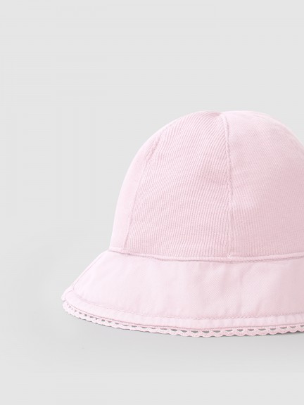 Woven hat and ribbed cotton with lace Woven hat and ribbed cotton with lace