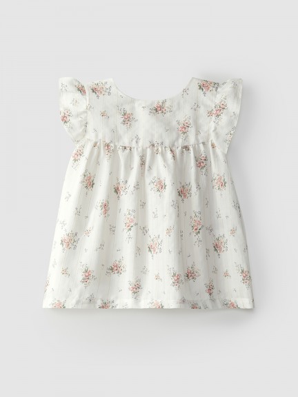 Flowered dress with golden detail Flowered dress with golden detail