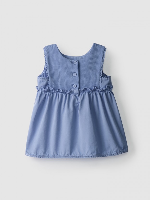 Dress with ribbed cotton chest