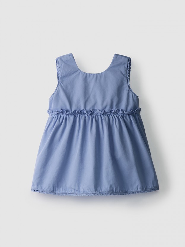 Dress with ribbed cotton chest