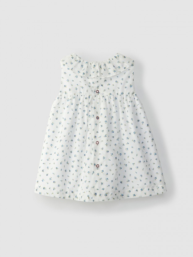 Floral dress with ruffled collar