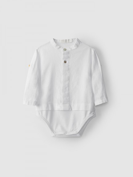 Linen body-shirt with mao collar Linen body-shirt with mao collar