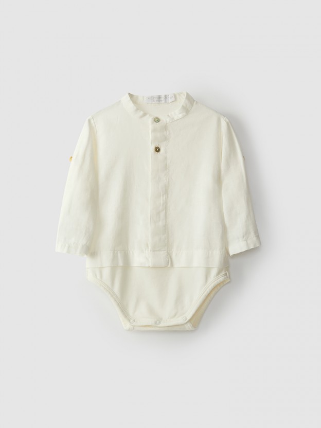Body de lino con cuello Mao