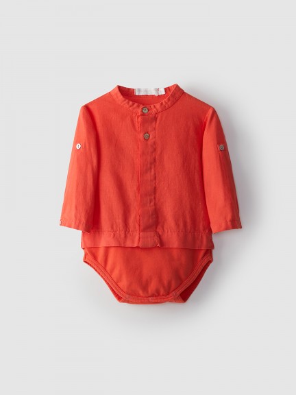 Linen body-shirt with mao collar Linen body-shirt with mao collar