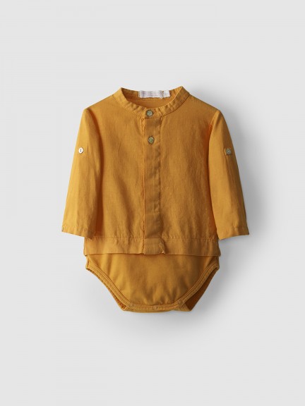 Linen body-shirt with mao collar Linen body-shirt with mao collar