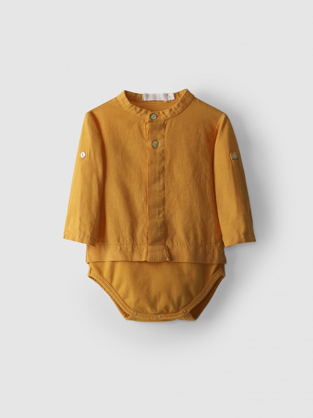 Body de lino con cuello Mao