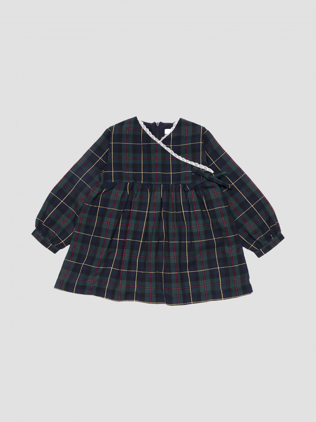 Robe crois�e bleu marine et rouge