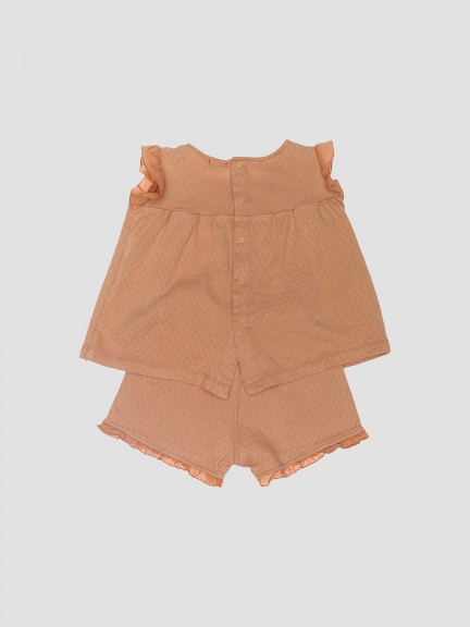 Pijama de algodón orgánico con volantes Pijama de algodón orgánico con volantes