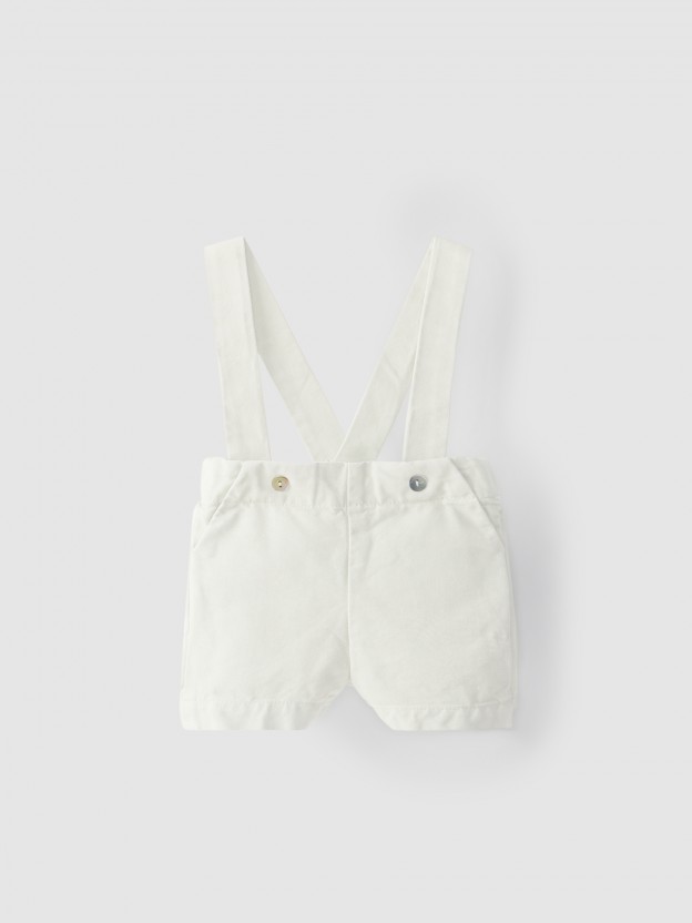 Cotton canvas shorts with straps