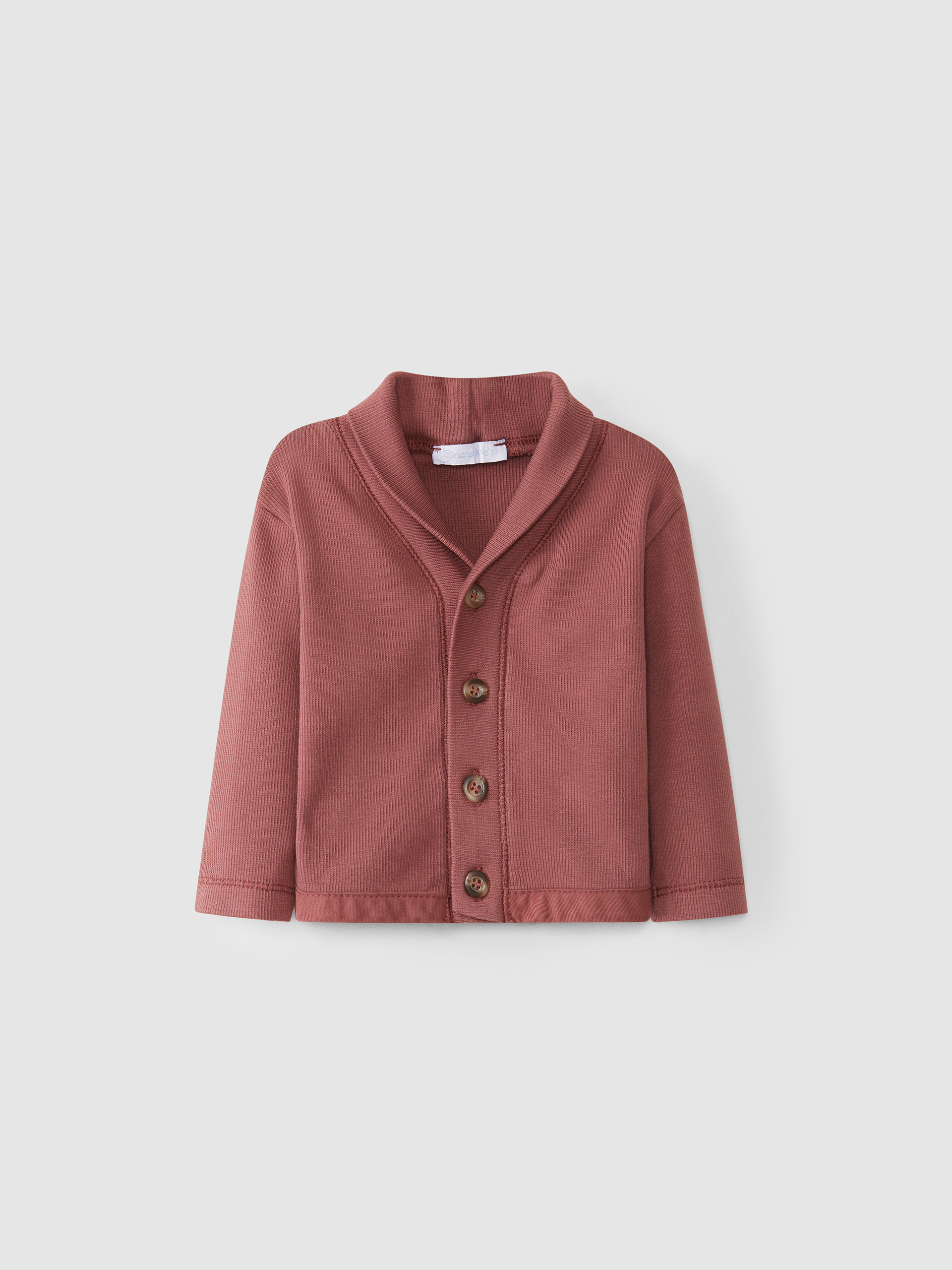 Ribbed collar lapel cardigan
