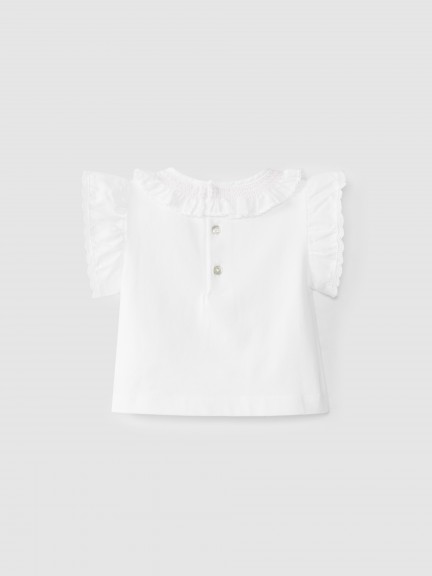 Blouse col à volant et broderie de smocks Blouse col à volant et broderie de smocks
