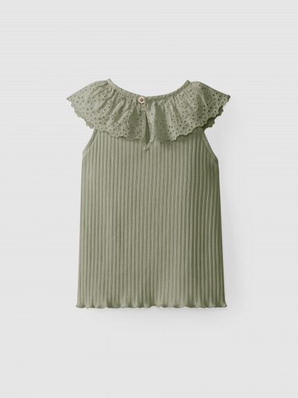 T-shirt col à volant brodé T-shirt col à volant brodé