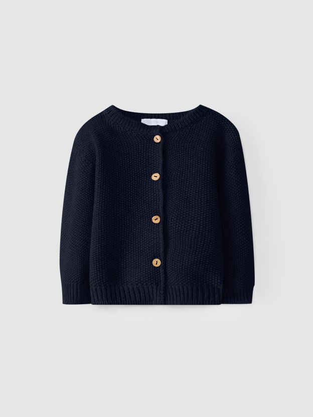 Knitted cardigan with round neckline Knitted cardigan with round neckline