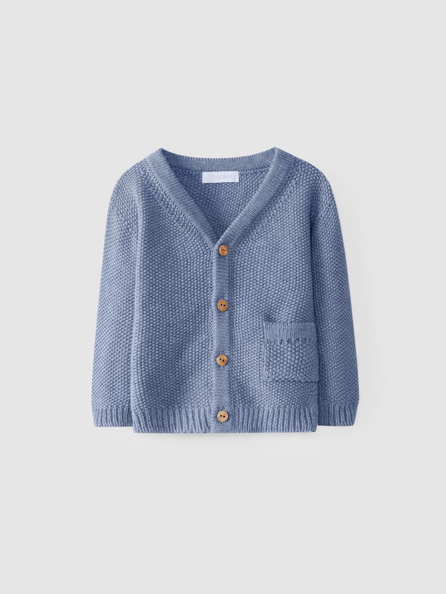 Chaqueta de punto con cuello en pico Chaqueta de punto con cuello en pico