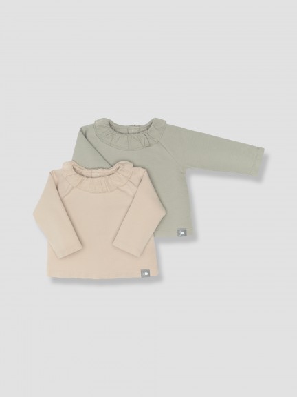 Two blouses, ruffled collar set Two blouses, ruffled collar set