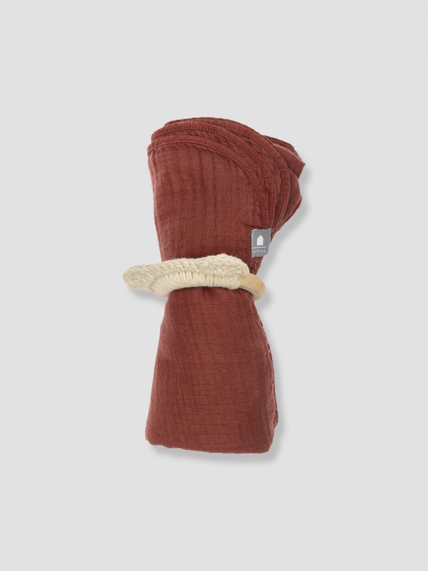 Kit swaddle + anneau de dentition en bois naturel