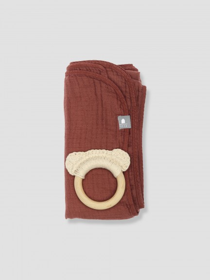 Swaddle + natural wood teether set Swaddle + natural wood teether set