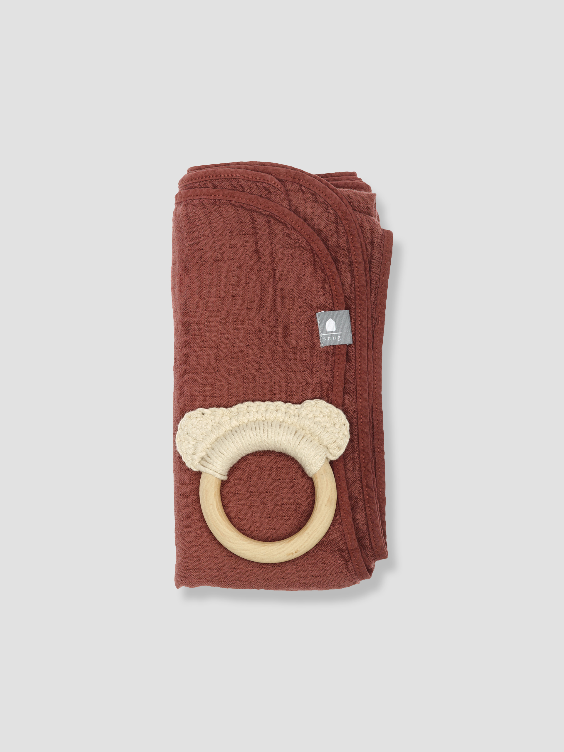 Kit swaddle + anneau de dentition en bois naturel