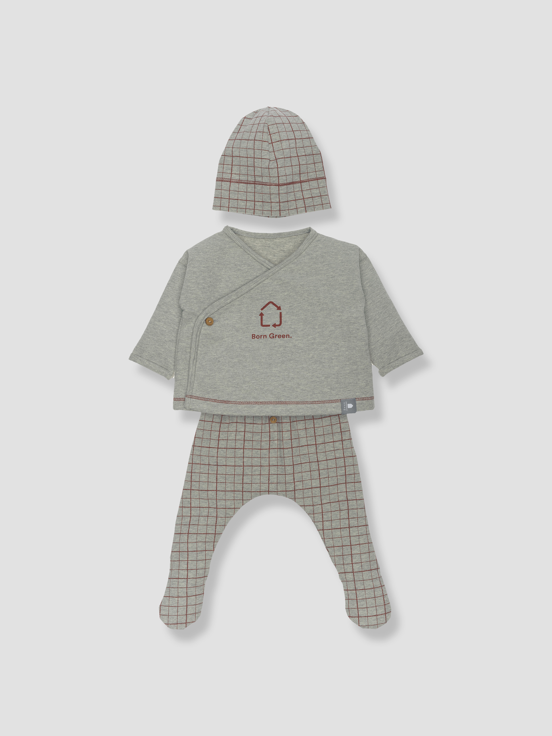 Born Green sweater + tights + hat set