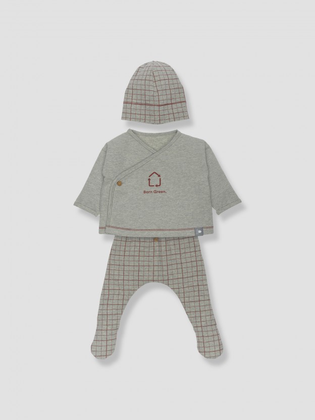 Kit pull + collants + bonnet Born Green