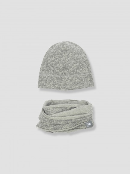 Kit gorro e gola babete flores