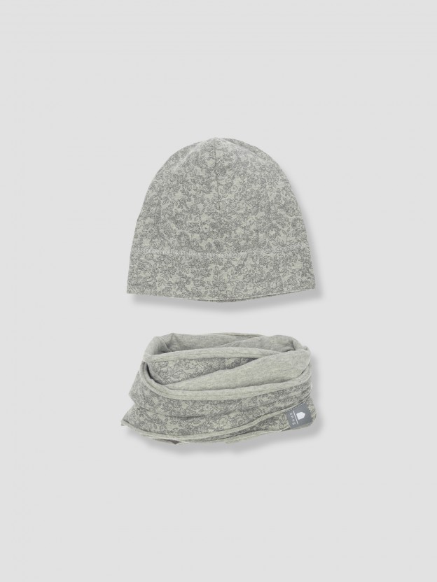Kit bonnet et col bavoir à fleurs Kit bonnet et col bavoir à fleurs
