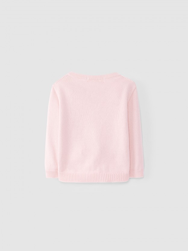 Knitted cardigan with round neckline Knitted cardigan with round neckline