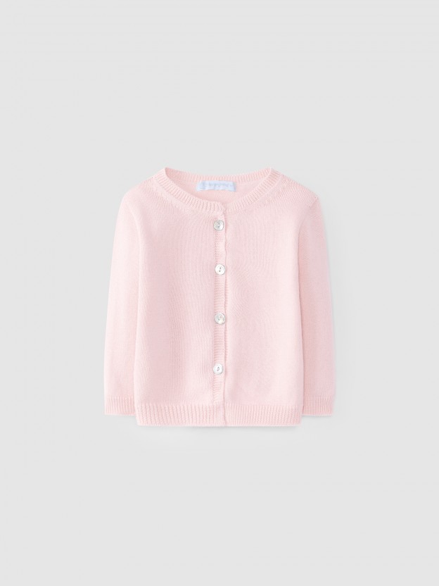 Knitted cardigan with round neckline Knitted cardigan with round neckline