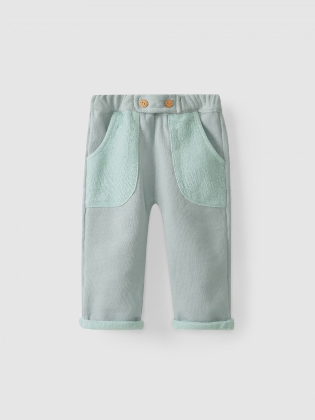 Cotton jersey pull-up pants