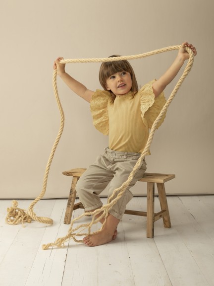 T-shirt with embroidered sleeves T-shirt with embroidered sleeves