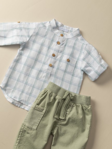 Pull-up twill pants Pull-up twill pants