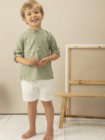 Camisa de lino con cuello mao