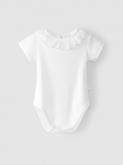 Short-sleeved embroidered collar bodysuit Short-sleeved embroidered collar bodysuit