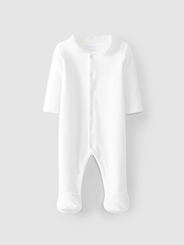 Babygrow en velours à col claudine Babygrow en velours à col claudine