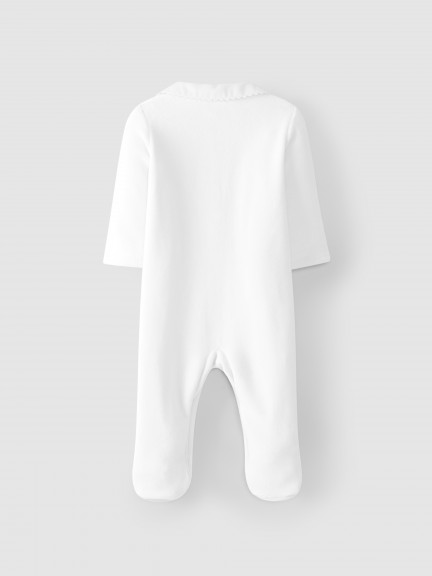 Velvet babygrow with round neck Velvet babygrow with round neck