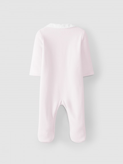 Velvet babygrow with round neck Velvet babygrow with round neck