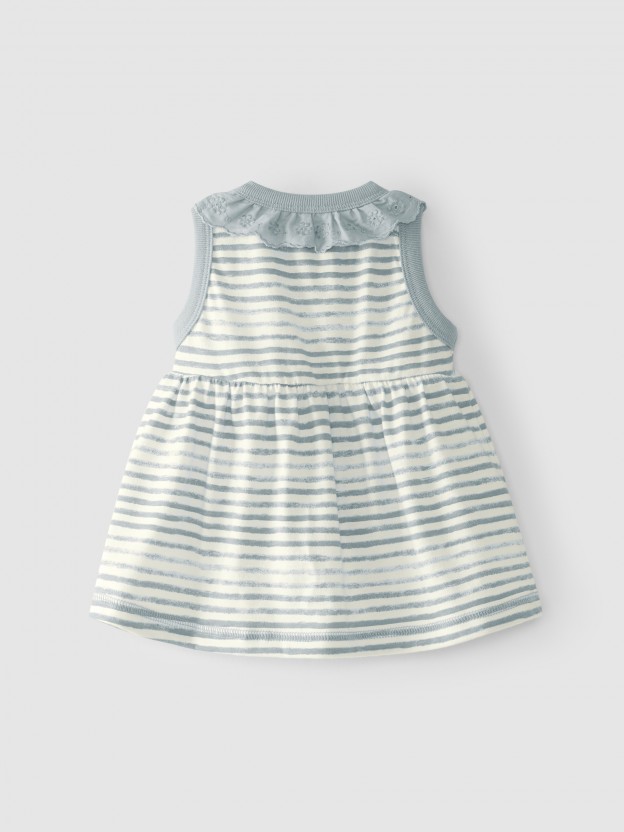 Dress stripes with embroidery collar Dress stripes with embroidery collar
