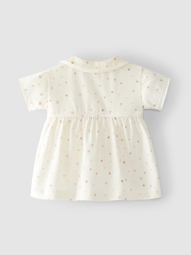 Dress polka dots round collar Dress polka dots round collar