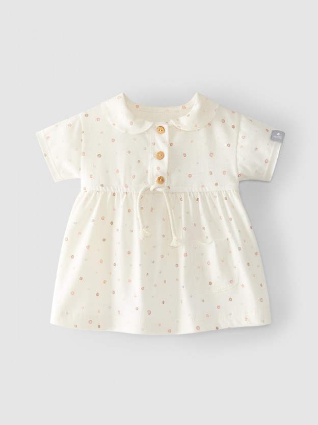 Dress polka dots round collar Dress polka dots round collar