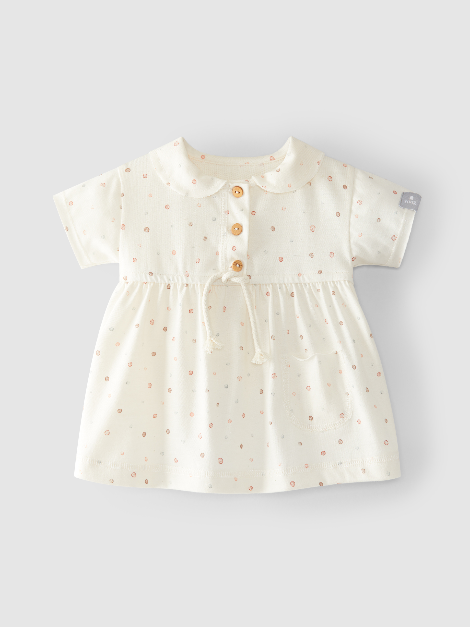 Dress polka dots round collar