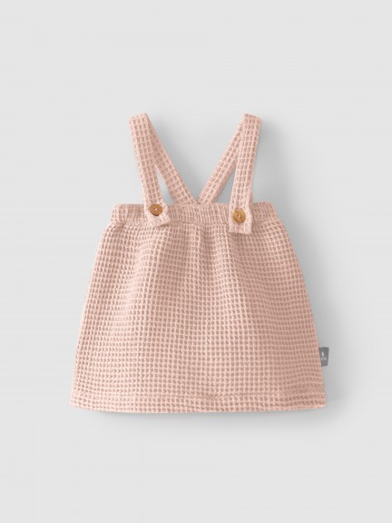 Jupe-salopette tissu waffle