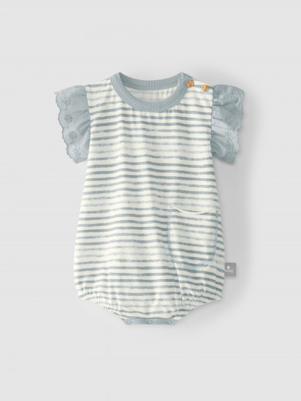Striped shortie with embroidered ruffled sleeves Striped shortie with embroidered ruffled sleeves