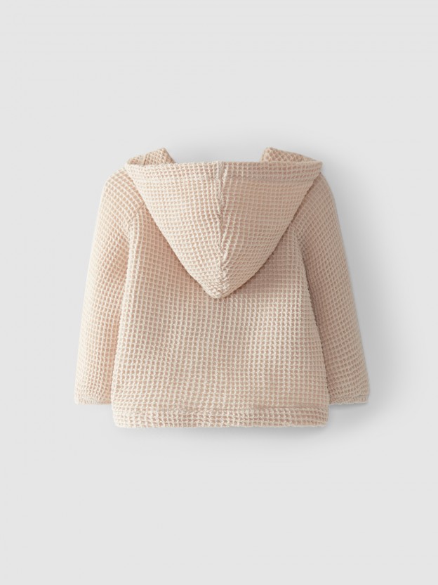 Gilet à capuche tissu waffle Gilet à capuche tissu waffle