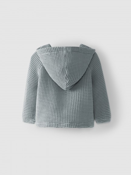 Hooded jacket with waffle weave Hooded jacket with waffle weave