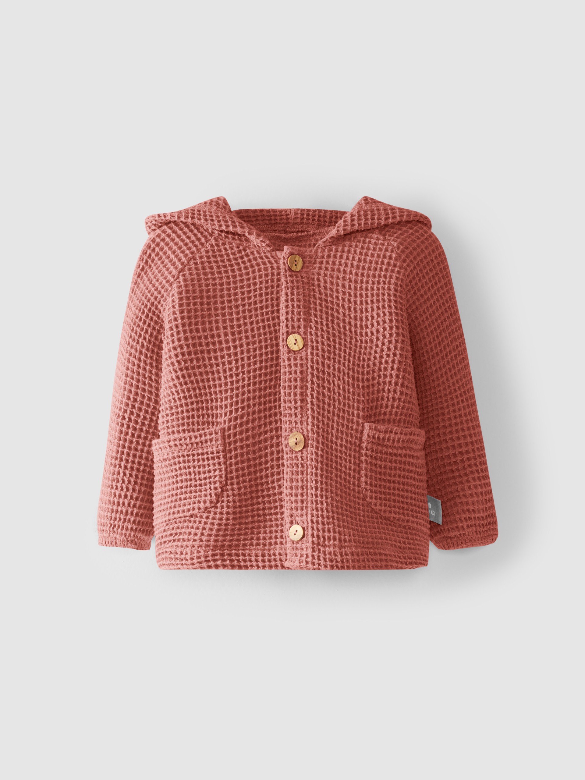 Hooded jacket with waffle weave