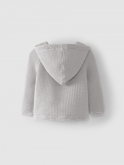 Hooded jacket with waffle weave Hooded jacket with waffle weave