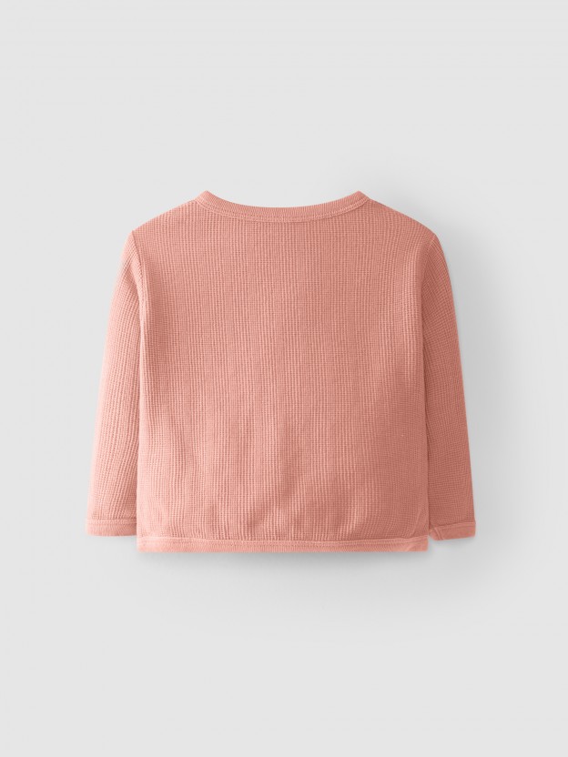Jacket pocket with textured cotton ruffle