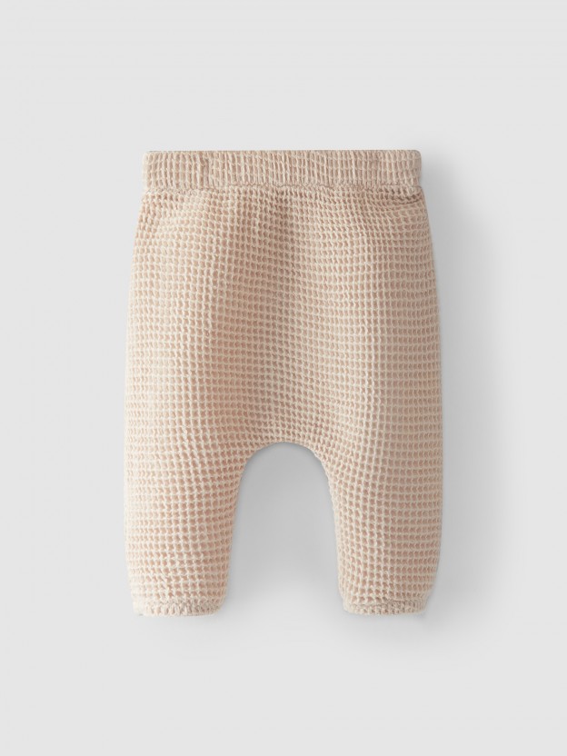 Pantalon pull-up tissu waffle Pantalon pull-up tissu waffle